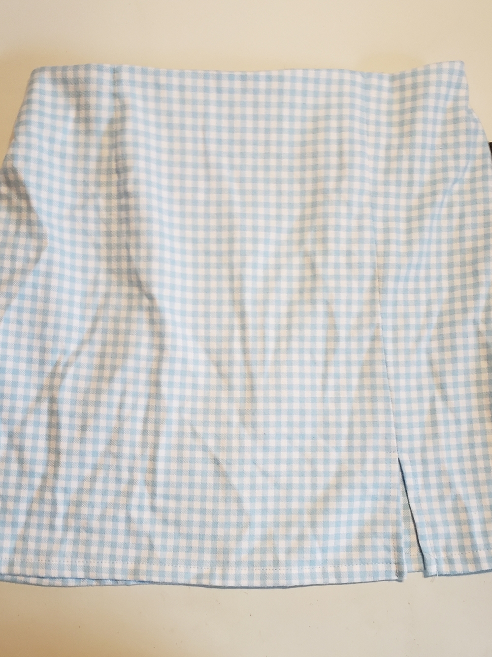 art class Light Blue and White Gingham Side-Slit Skirt